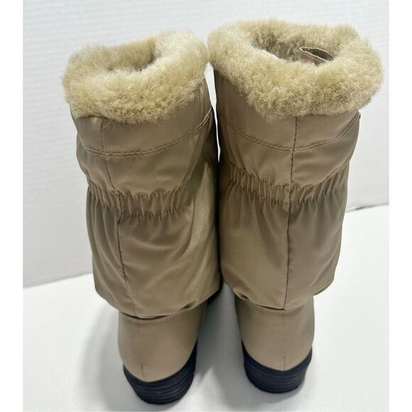AJ Valenci Icicle Round Toe Mid Calf High Faux Fur Collar Zip Winter Boots Tan 7 - Picture 5 of 16